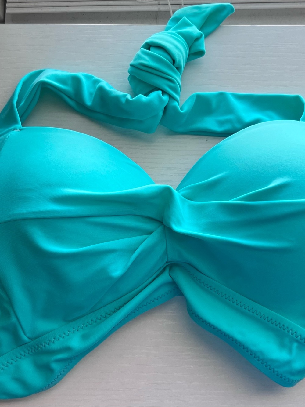 Twist-Front Halter Bikini Top in Teal